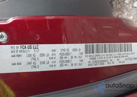 2017 Dodge Grand Caravan Gt из США, поврежденный, VIN 2C4RDGEG6HR845415